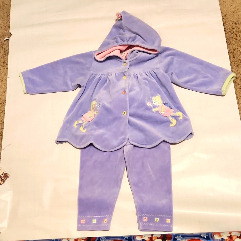 Le Top size 18m pink and light purple velvet hoodie and pants matching set